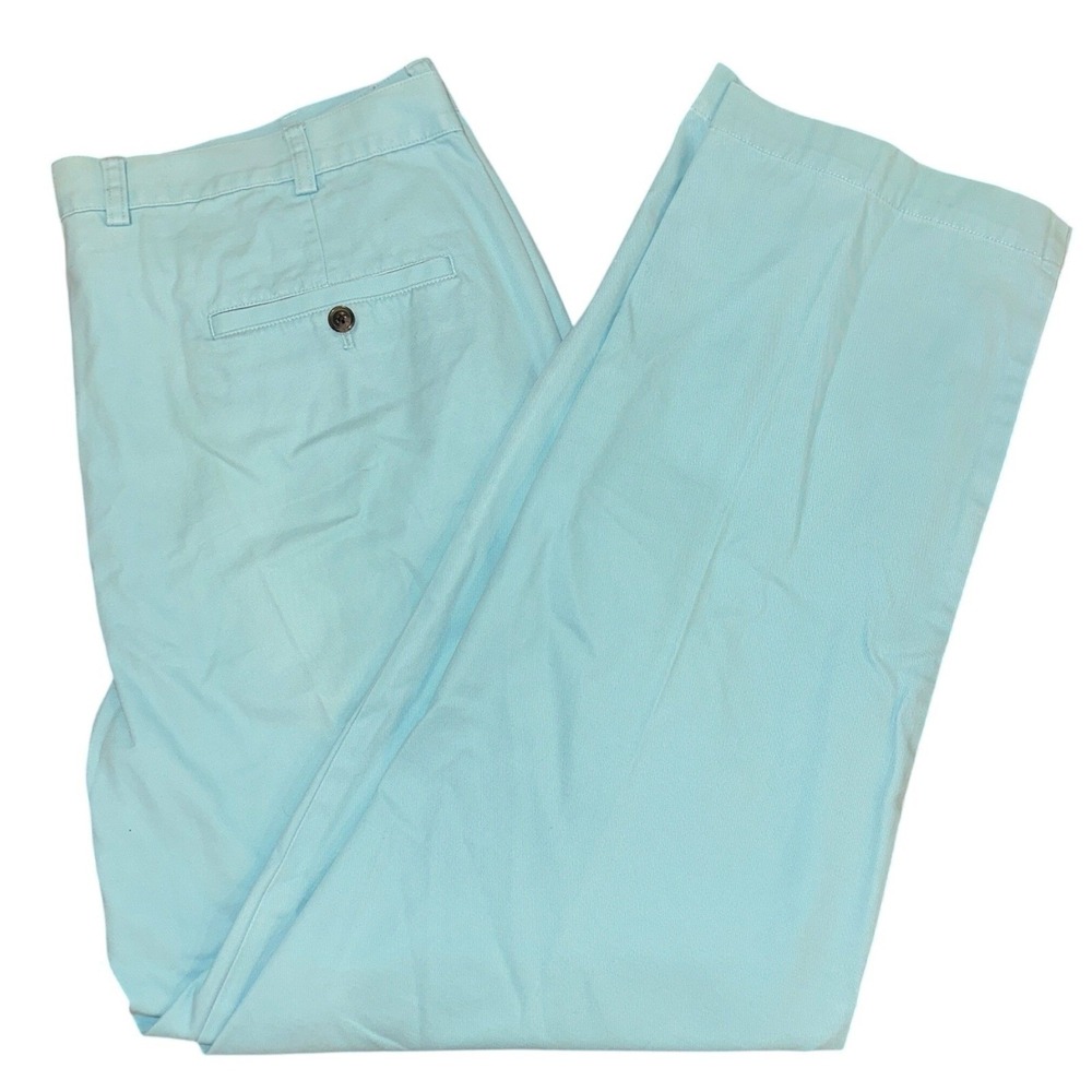 Brooks Brothers 346 Mens Aqua Blue Flat Front Chino‎ Pants Size 38x32 Cotton
